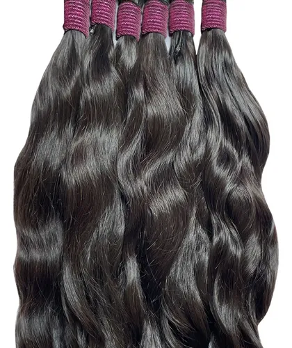 Cabelo Humano Indiano Ondulado Leve Castanho Escuro 55cm 25 gramas