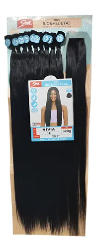 Cabelo Orgânico Liso Com Closure - Nívia - Biovegetal - 75cm Cor Preto 1b