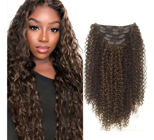 Aplique Tic Tac Cabelo Bio Humano Cacheado Morena Iluminada