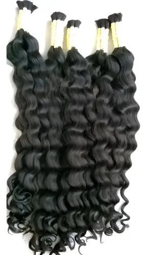 Cabelo Humano Cacheado a Vapor Fio a Fio 65cm Castanho Natural