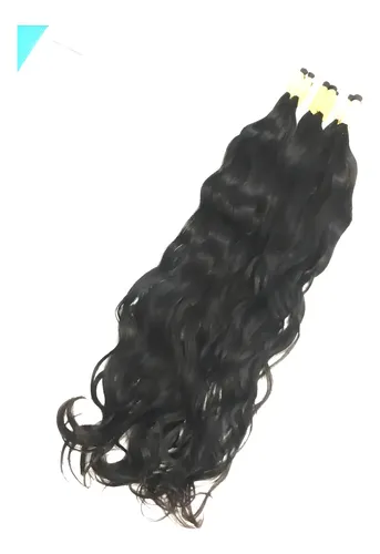 Cabelo Humano Ondulado 55cm Castanho Natural Mega Hair Fio a Fio Indiano