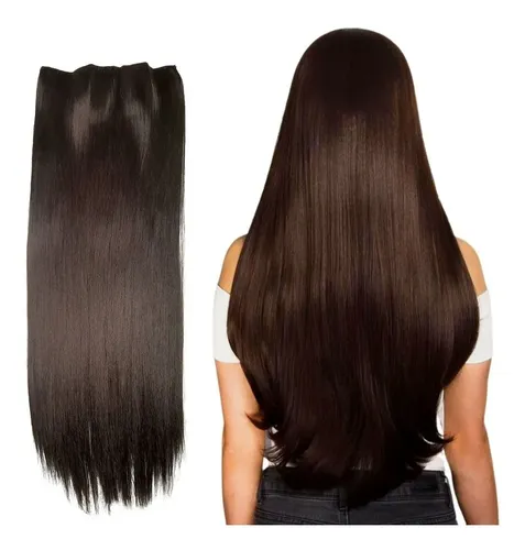 Cabelo Aplique Tic Tac 70cm - Fibra Orgânica Weng 150gr Cor Castanho Natural #4