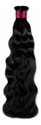 Cabelo Humano Na Liga 75 Cm 100 Gramas Ondulado Cor Castanho