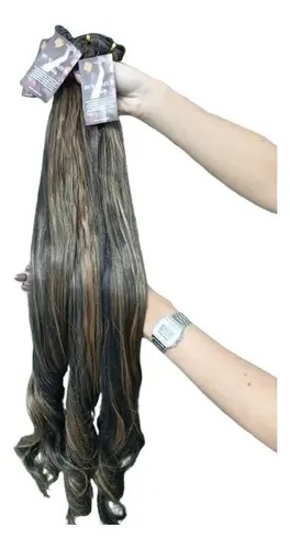 Cabelo Tela Mega Morena Iluminada 70cm 250g Semi Humano Ond