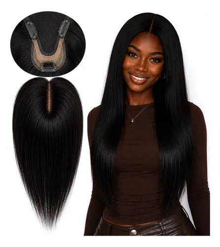 Topo Cabelo Humano Natural Indiano Liso Protese Com Tic Tac