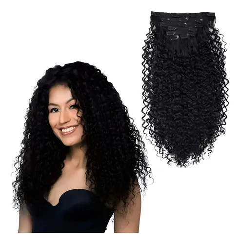 Aplique Tic Tac Cacheado 7 Peças Bio Humano 60cm Preto BOL Beauty