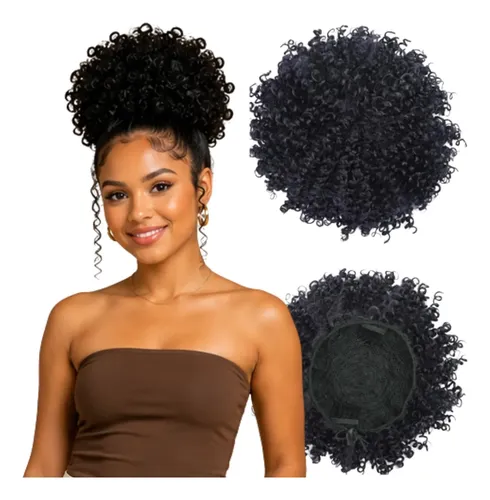 Coque Afro Puff Cacheado Fibra Orgânico Identico Ao Humano