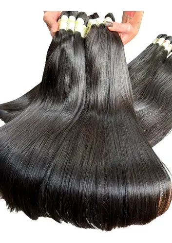 Cabelo Premium Humano 100g Castanho Escuro 75cm, Natural Fios Nobres Alta Qualidade Pontas Cheias Caimento Perfeito E Volume Ideal Para Alongamentos De Luxo